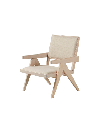 Poltrona em madeira maciça com assento em espuma e fibra na cor branca 75x61cm