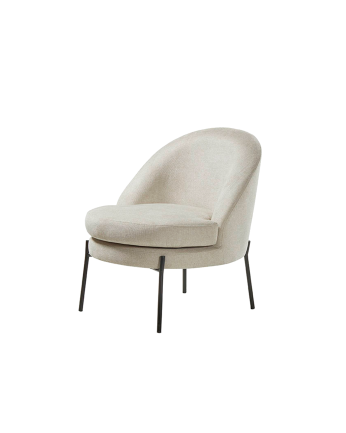 Poltrona de metal com assento em espuma e fibra bege 78x71cm