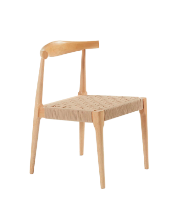 Cadeira bege de madeira maciça de 77cm