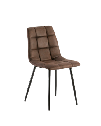  Cadeira de microfibra marrom com pernas pretas de 89cm