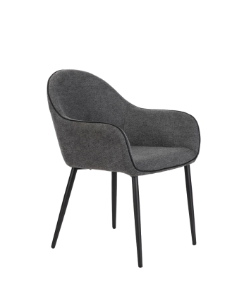 Cadeira de tecido cinza escuro com pernas de metal preto de 83 cm