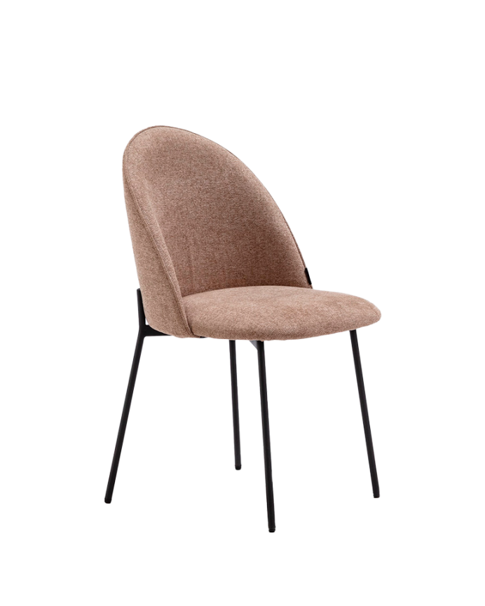 Cadeira de tecido bege com pernas de metal preto de 84cm
