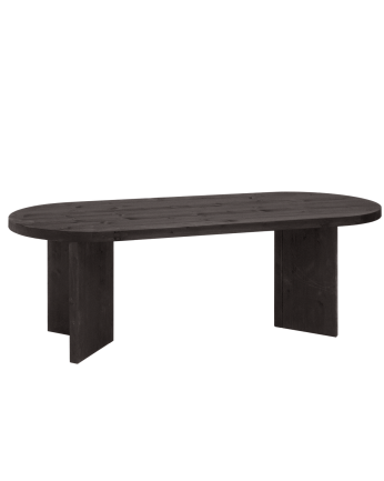 Mesa de jantar em madeira maciça em tom preto de vários tamanhos