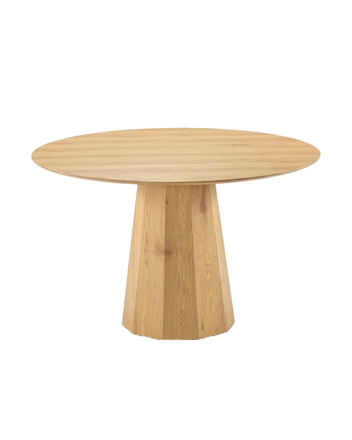 Mesa de jantar laminada redonda de carvalho natural de 120 cm