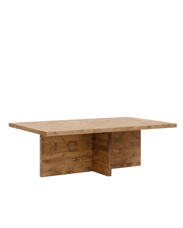 Mesa de centro de madeira maciça em tom carvalho escuro 120x70cm