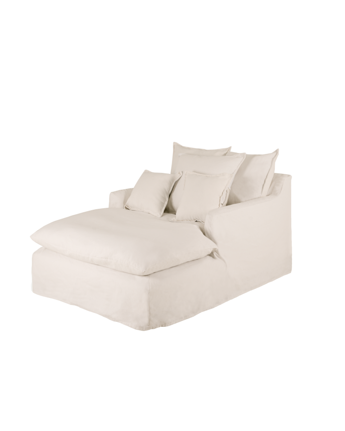 Sofá em algodão e linho de cor branca de 115x170cm