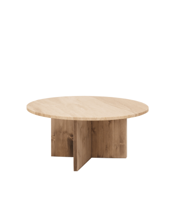 Mesa de centro redonda de mármol Daino Reale e pernas de madeira maciça de várias medidas