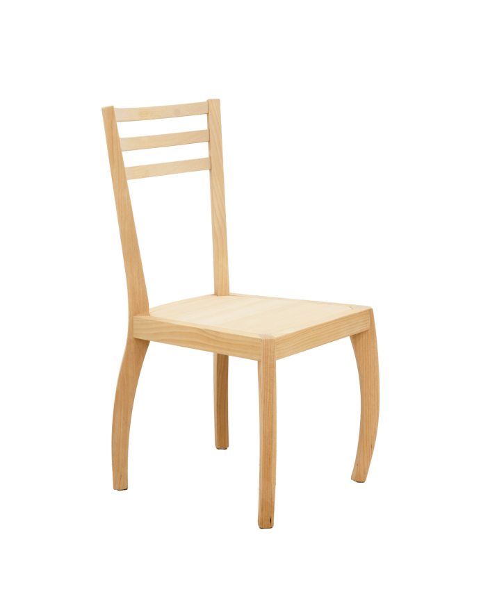 Cadeira de madeira maciça de pinho em tom de carvalho médio de 95cm