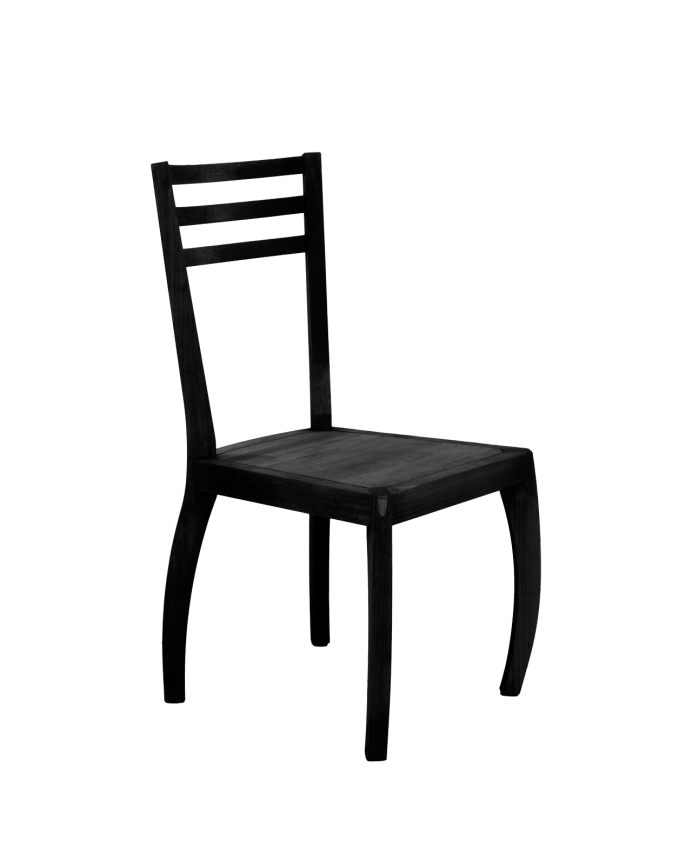 Cadeira de madeira maciça de pinho em tom preto de 95cm