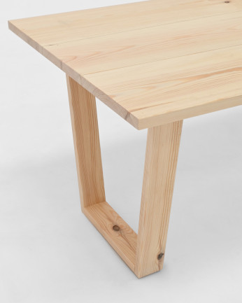 Mesa de centro de madeira maciça com acabamento natural 120x60cm
