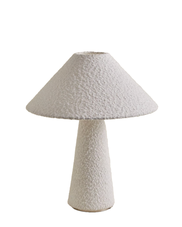 Candeeiro de mesa de bouclé branco de 48,5x39cm