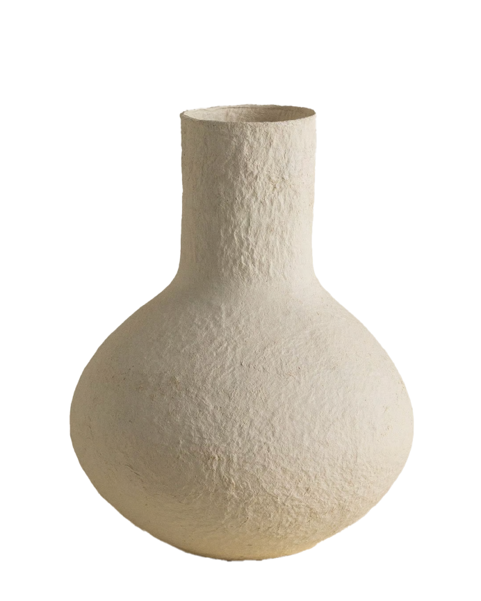 Vaso de papel maché branca de 395cm