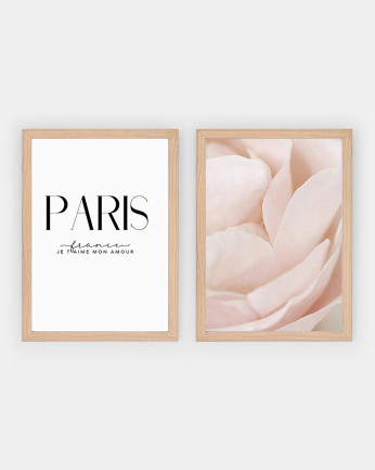 Pack de 2 Láminas decorativas Paris Mon amour