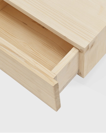 Mesa de cabeceira flutuante de madeira maciça em tom natural de 40 cm