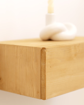 Mesa de cabeceira flutuante de madeira maciça em tom azeitona de 40 cm 