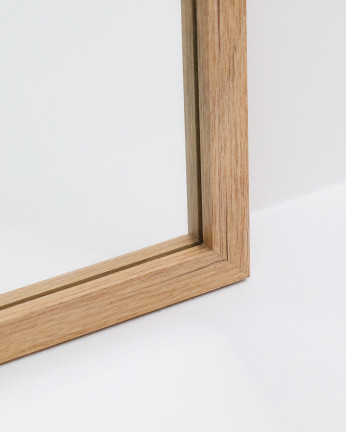 Conjunto de 3 espelhos de parede retangulares de madeira em tom natural medindo 90x30cm