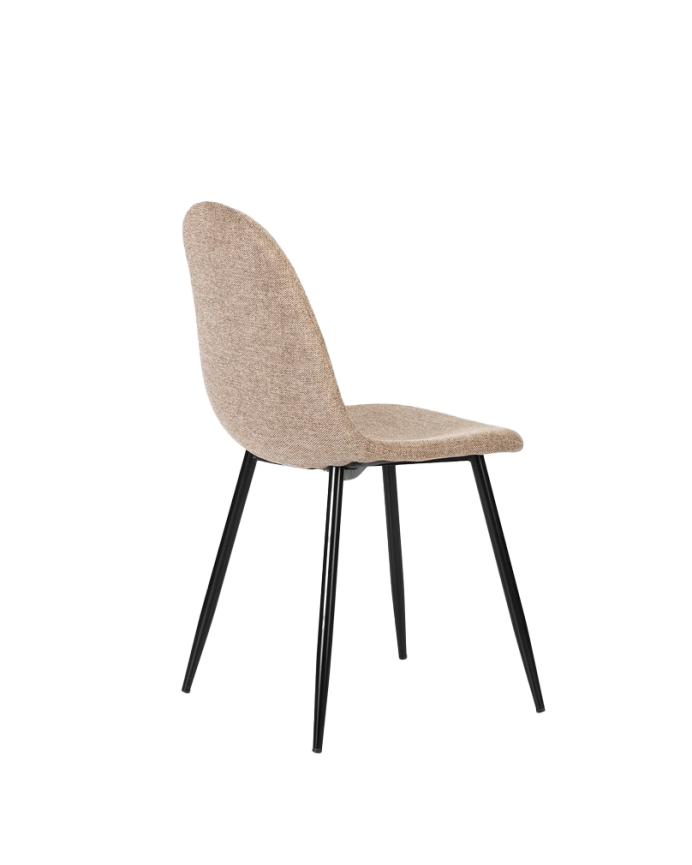 Cadeira de tecido marrom com pernas pretas de 86cm