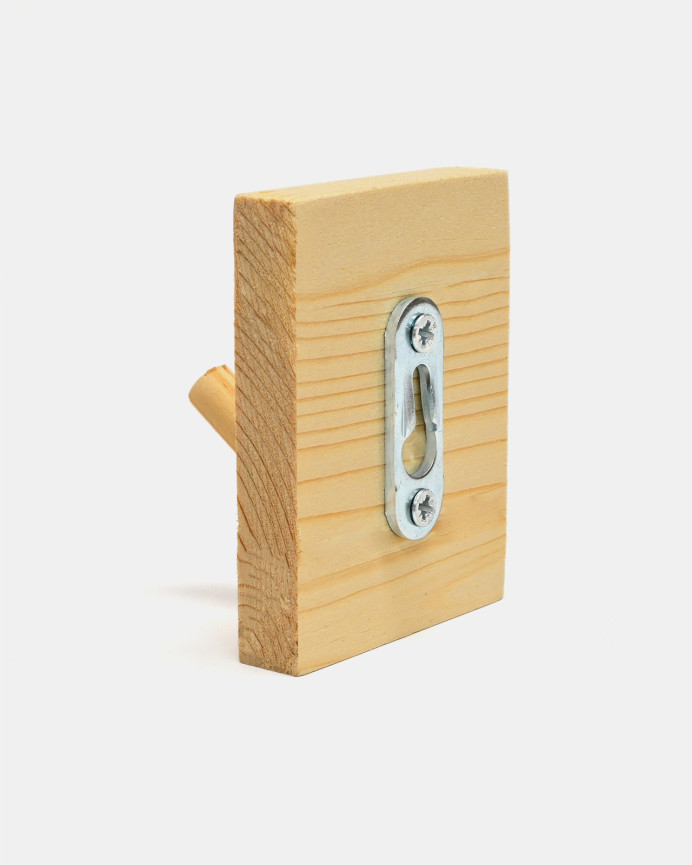 Cabide de parede em madeira maciça tom azeitona 8x6cm