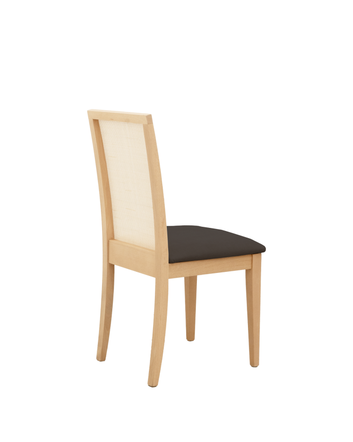 Cadeira estofada em cinza ardósia com pernas de madeira em tom de carvalho médio de 955 cm