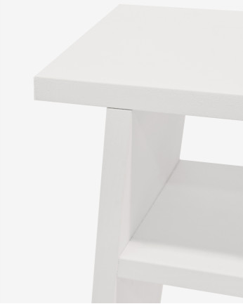 Mesa de centro em madeira maciça em tom branco 60x20cm
