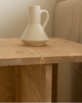 Mesa de centro de 2 peças em madeira maciça tom carvalho médio 100x446cm