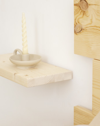 Mesa de cabeceira flutuante de madeira maciça 45cm em tom natural