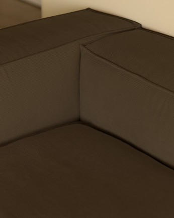 Sofá de veludo cotelê cinza com chaise longue de vários tamanhos