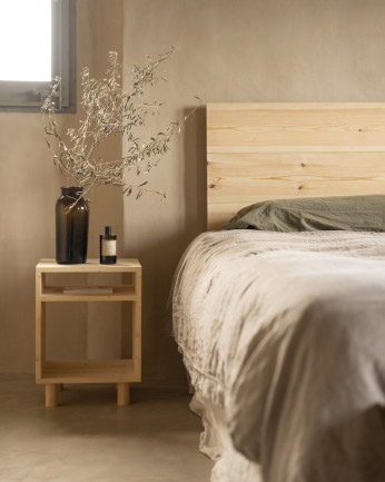  Mesa de cabeceira em madeira maciça em tom natural 505x32cm