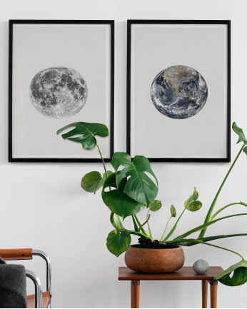 Pack de 2 Láminas decorativas da Lua e da Terra