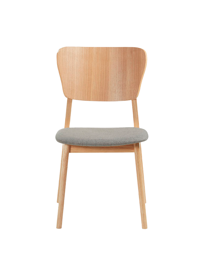  Cadeira de madeira maciça com assento estofado em tom natural de 835 cm