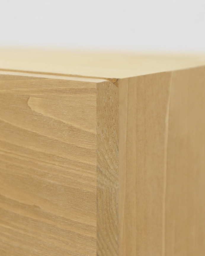 Mesa de cabeceira flutuante em madeira maciça com puxador em tom azeitona 40 cm
