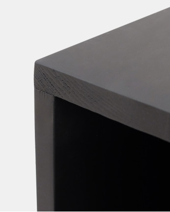 Pacote de 2 mesinhas de cabeceira ou mesas auxiliares em madeira maciça em tom preto 60x20cm