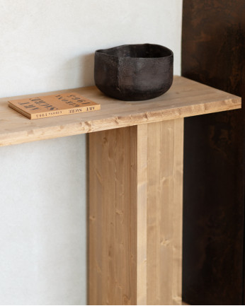 Mesa de madeira maciça em tom de carvalho médio de 120x80cm