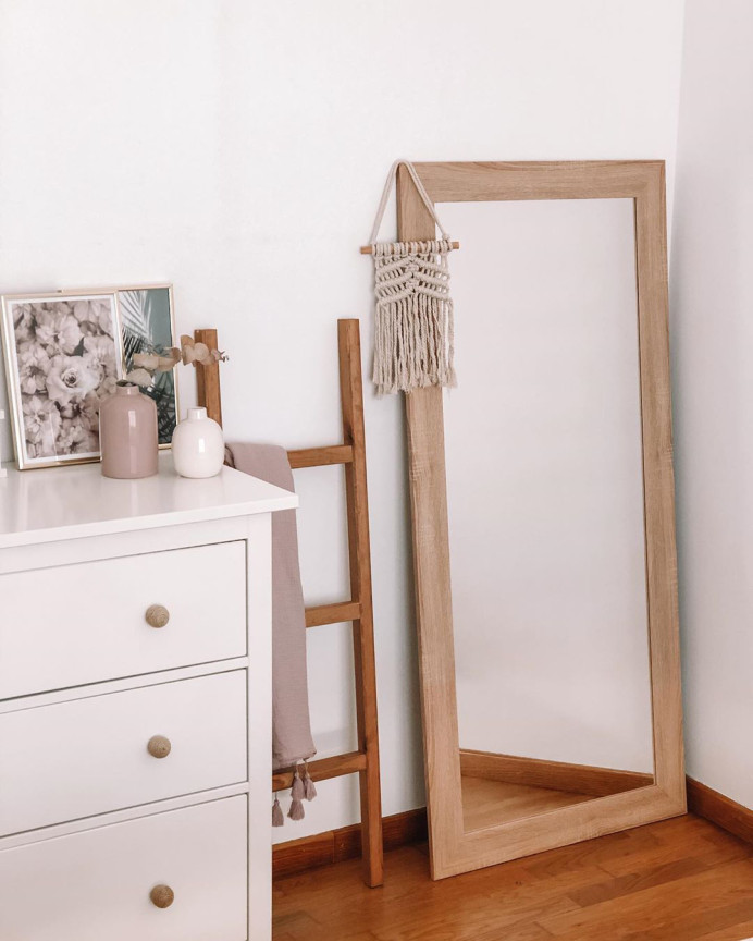 Espelho de madeira de carvalho escuro de vários tamanhos
