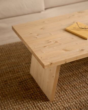 Mesa de centro em madeira maciça tom carvalho médio 45x60cm