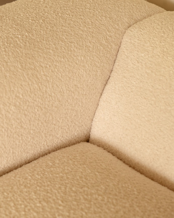 Sofá curvo de 3 módulos com chaise longue bouclé branco 320x172cm