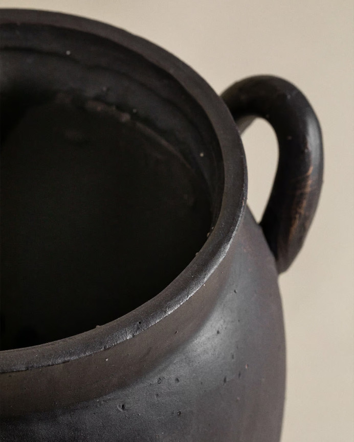 Vaso de cerâmica cor preta de 24x195cm
