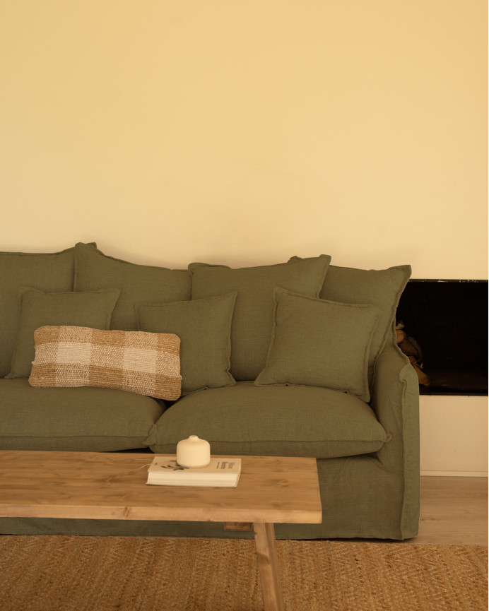 Capa para sofá de algodão e linho verde de várias medidas