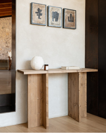 Mesa de madeira maciça em tom de carvalho escuro de 120x80cm