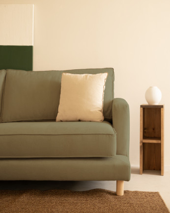 Sofá verde com chaise longue de vários tamanhos
