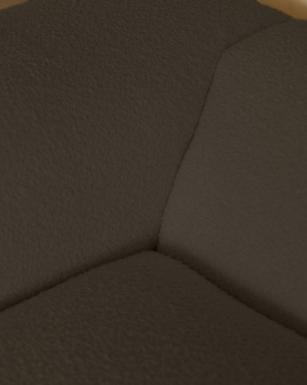 Sofá curvo de 3 módulos com chaise longue bouclé cinza escuro 320x172cm