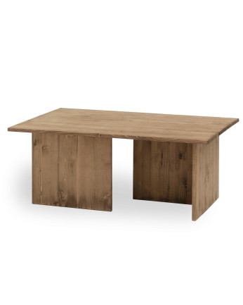 Mesa de centro de madeira maciça em tom carvalho escuro 40x100cm