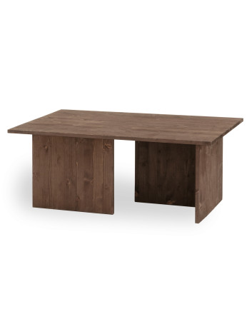 Mesa de centro de madeira maciça tom nogueira 40x100cm