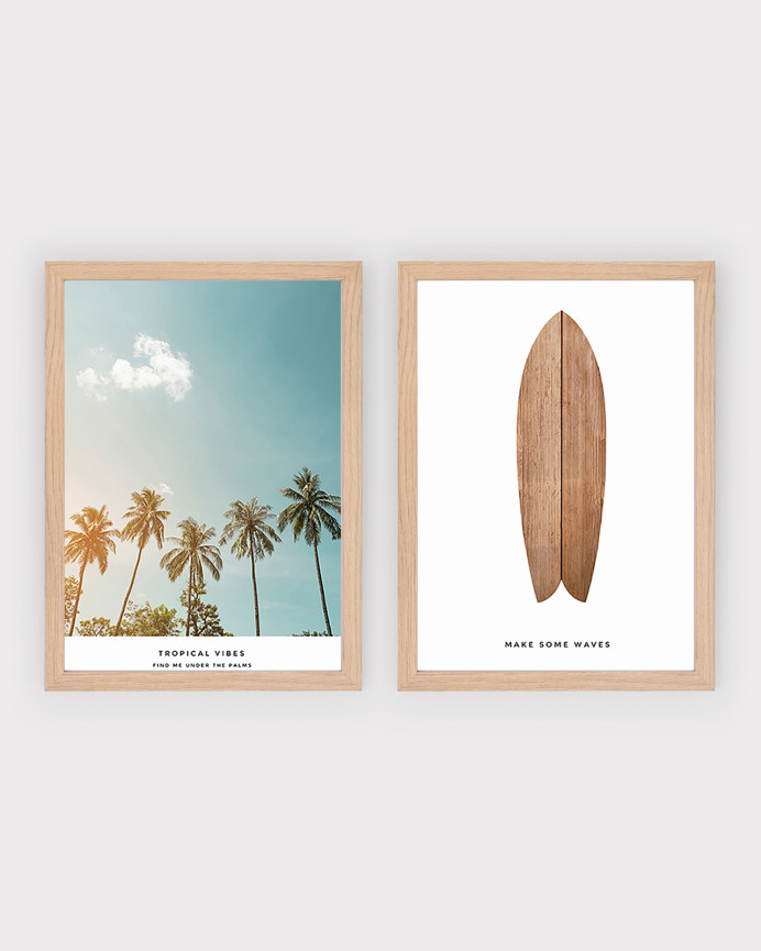 Pack de 2 Láminas decorativas de Ondas Tropicais