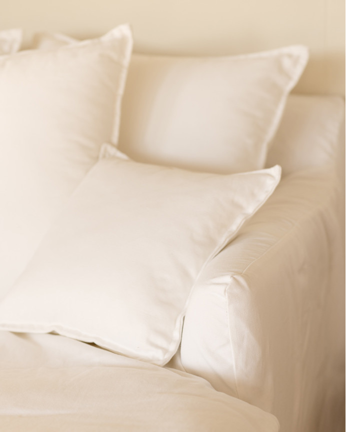 Capa para sofá com chaise longue direito de algodão e linho na cor branca em várias medidas