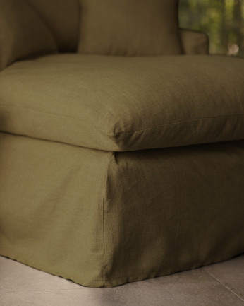 Sofá de algodão e linho cor verde de 115x170cm