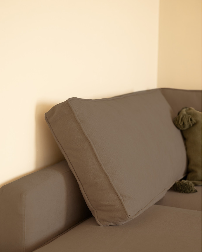 Sofá marrom taupe com chaise longue vários tamanhos