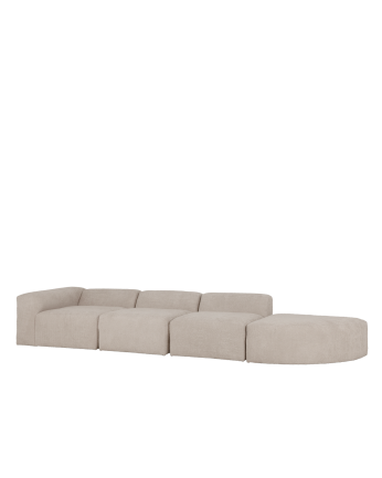 Sofá de 4 módulos com curva bouclé cor cinza claro 410x110cm