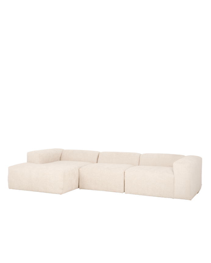 Sofá de 3 módulos com chaise longue bouclé branco 330x172cm