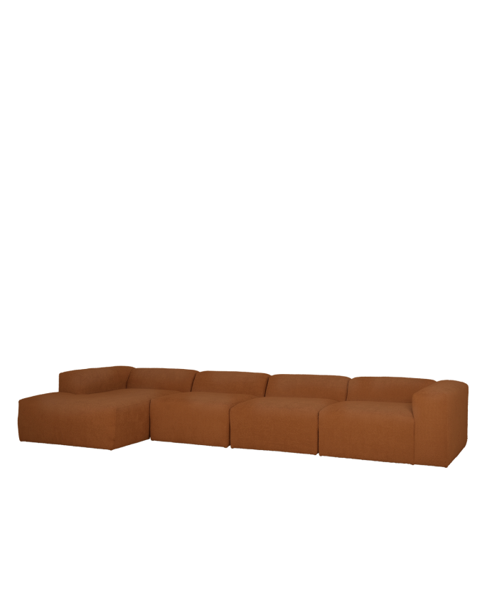 Sofá de 4 módulos com chaise longue bouclé cor cobre 420x172cm